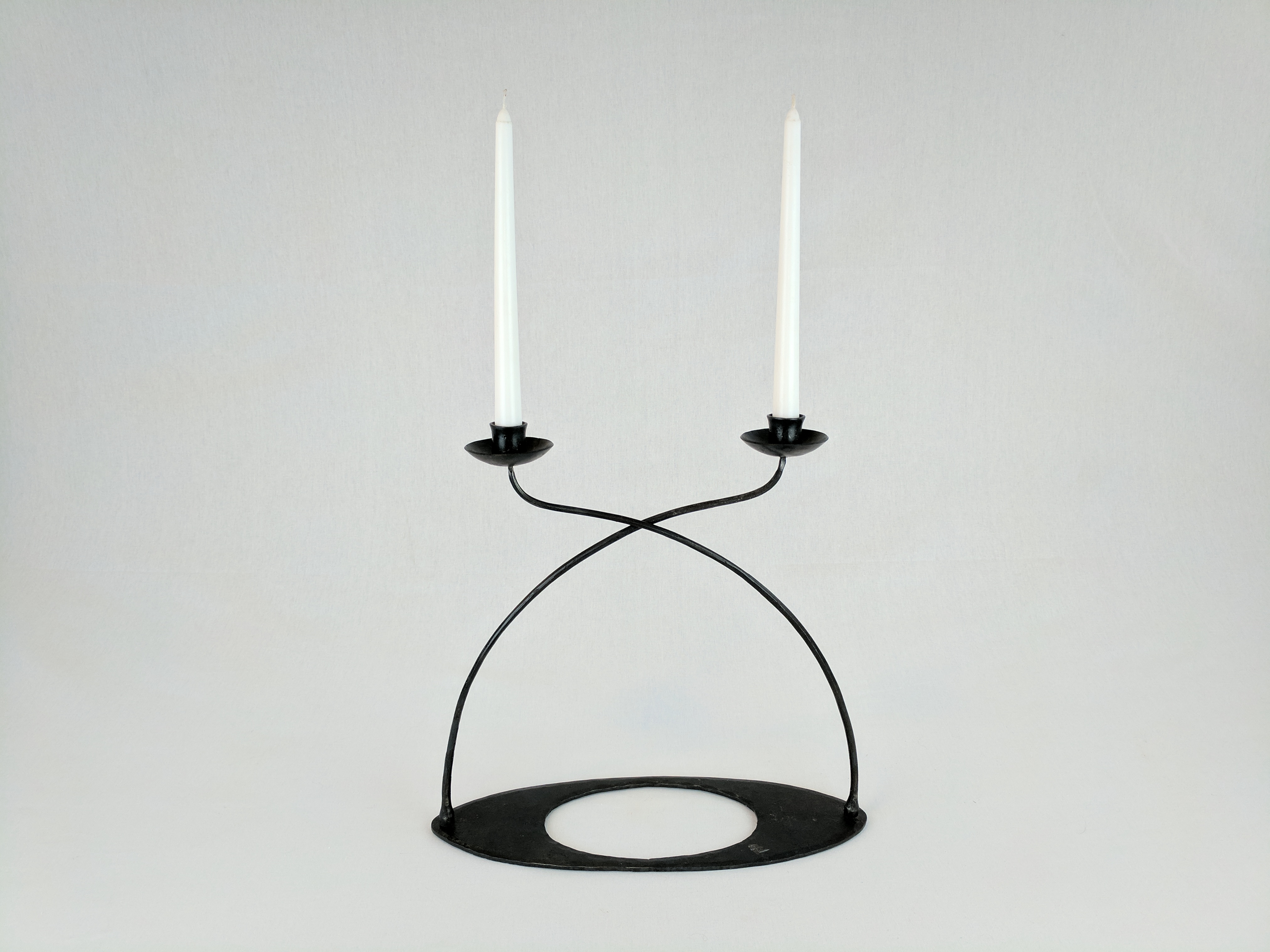 Slimline forged dual candlestick