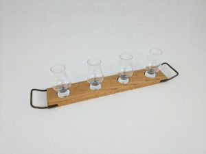 Glencairne whiskey glass serving tray with forged handles