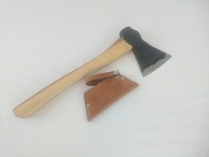 Hand forged throwing axe, Camping hatchet, with Curved handle