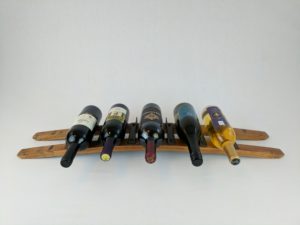Barrel stave tabletop wine rack